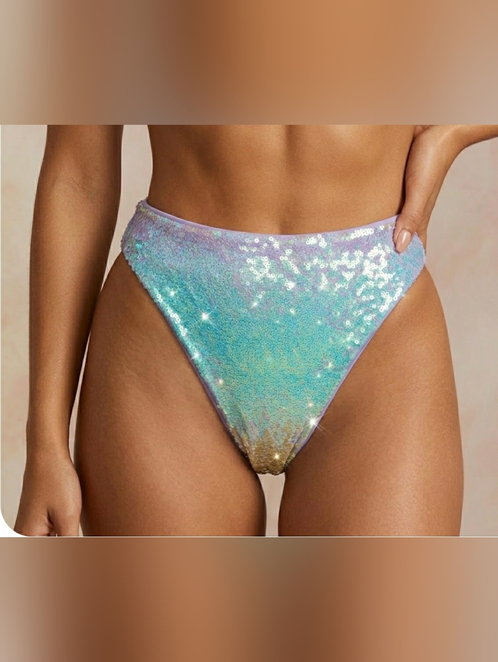 Sequin Med Mermaid Fairy Sparkly High Waist Cheeky Irradiance Ballet Bikini New